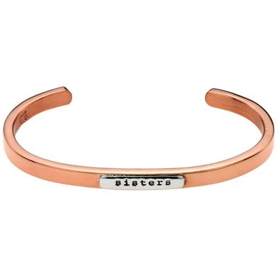 Alternate image for Copper and Sterling Silver Sister Bond Cuff Bracelet Sisters Forever