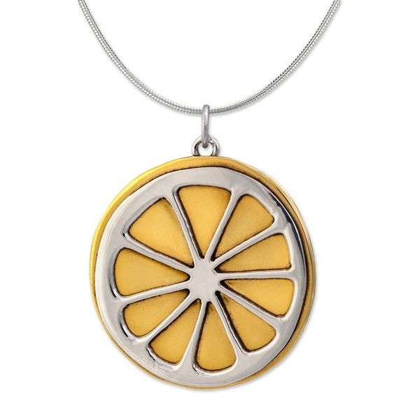 Alternate image for Sterling Silver and Brass Lemon Slice Pendant from Mexico Lemon Slice