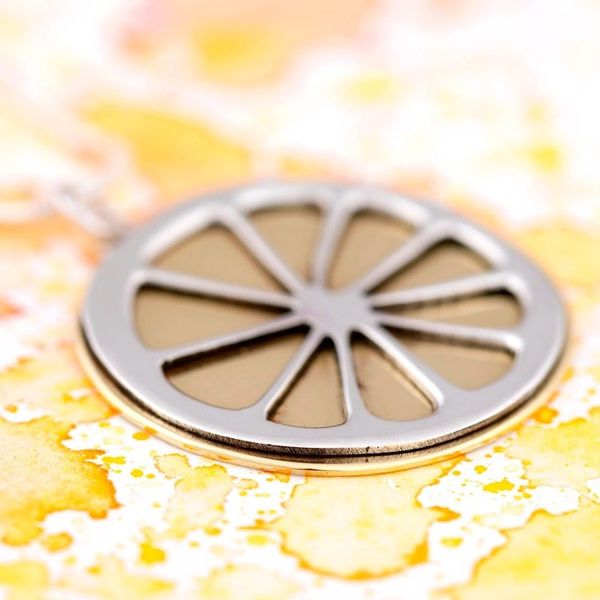 Alternate image for Sterling Silver and Brass Lemon Slice Pendant from Mexico Lemon Slice