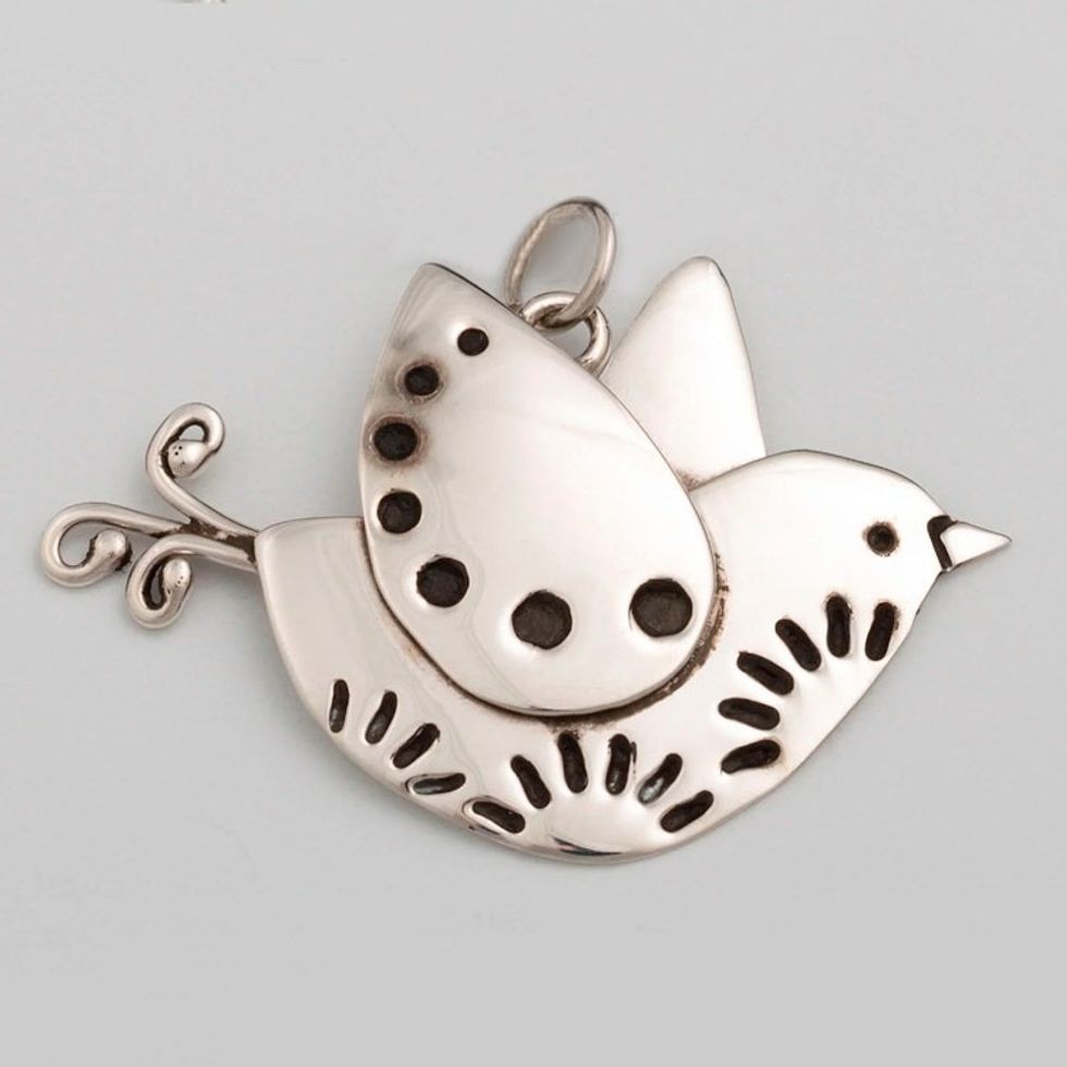 Sterling Silver Dove Bird Pendant from Mexico 'Sweet Dove'