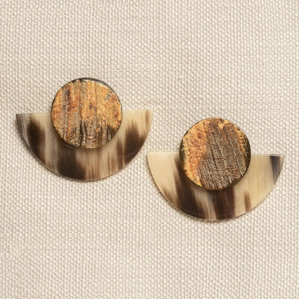 Handmade Natural Horn Earrings 'Nina'