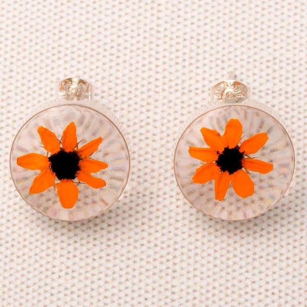Alternate image for Real Flower Resin Stud Earrings with Sterling Silver Accent Sweet Bloom