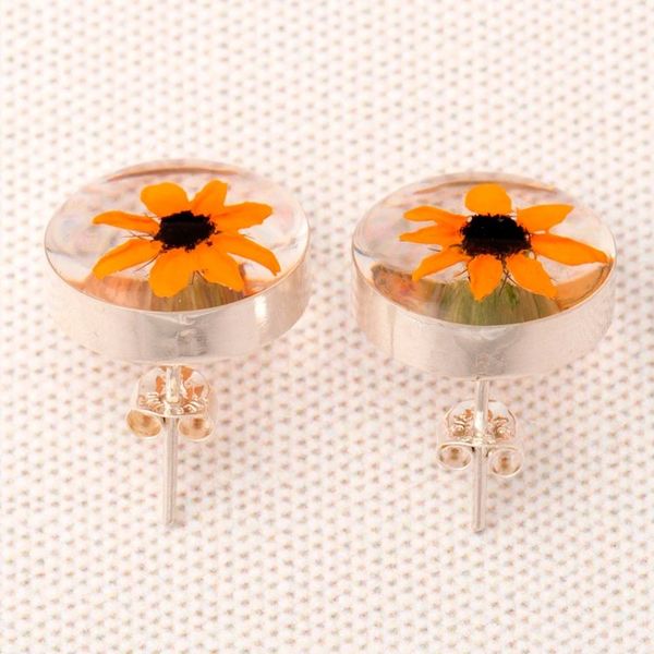 Alternate image for Real Flower Resin Stud Earrings with Sterling Silver Accent Sweet Bloom