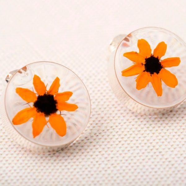 Alternate image for Real Flower Resin Stud Earrings with Sterling Silver Accent Sweet Bloom
