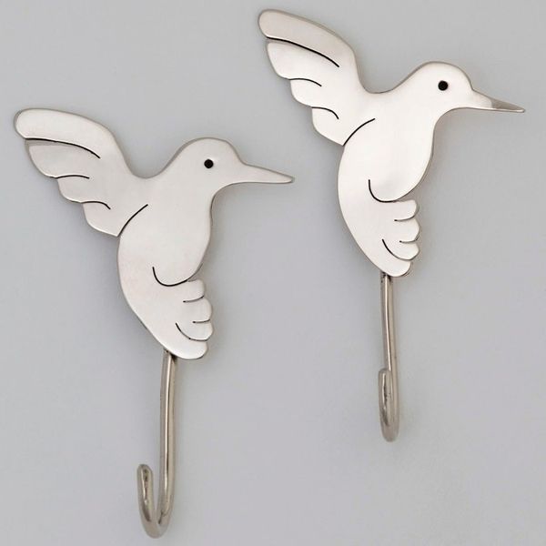 Alternate image for Set of 2 Metal Hummingbird Wall Hooks from Mexico Flying Hummingbirds