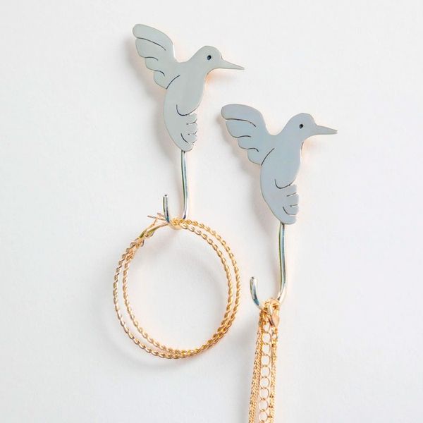 Alternate image for Set of 2 Metal Hummingbird Wall Hooks from Mexico Flying Hummingbirds