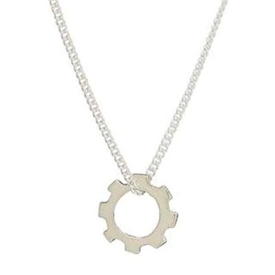 Alternate image for Sterling Silver Minimalist Cog Pendant Necklace from Mexico Momentum