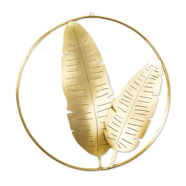 Alternate image for High-Polished Round Brass Banana Leaf Wall Art Banana