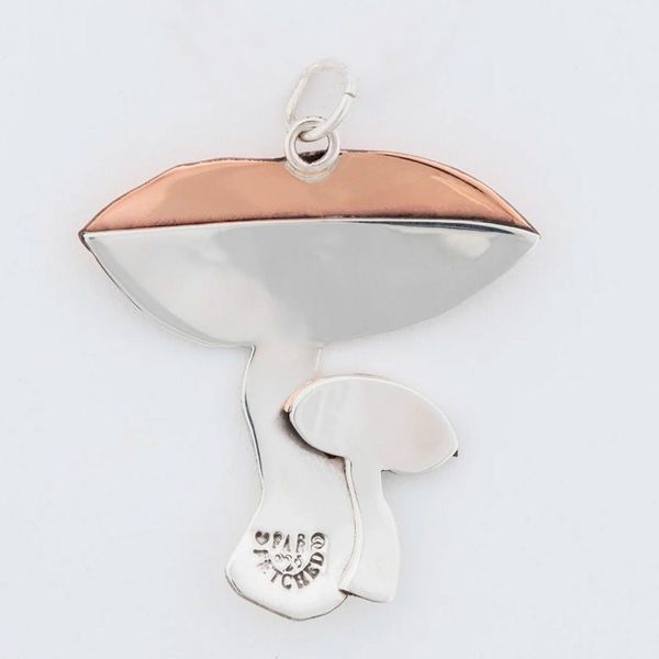 Alternate image for Sterling Silver and Copper Mushroom Fungi Pendant Mushroom Duo