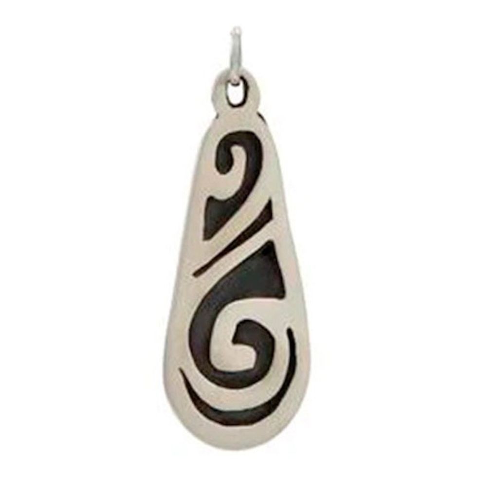 Sterling Silver Teardrop Pendant from Mexico 'Ripple'