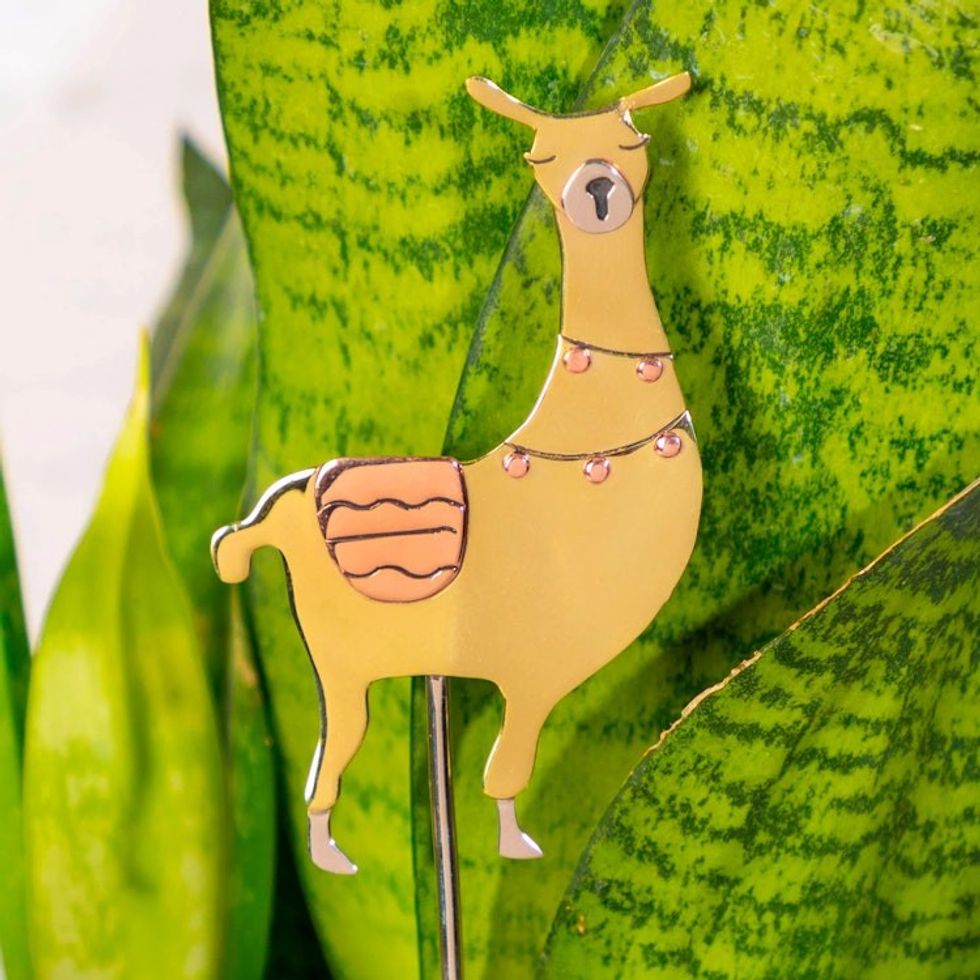 Copper and Brass Llama Plant Stake 'Garden Llama'