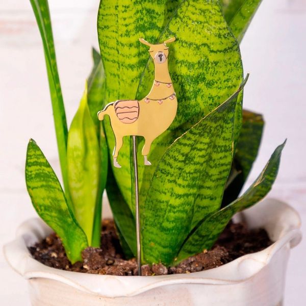 Alternate image for Copper and Brass Llama Plant Stake Garden Llama