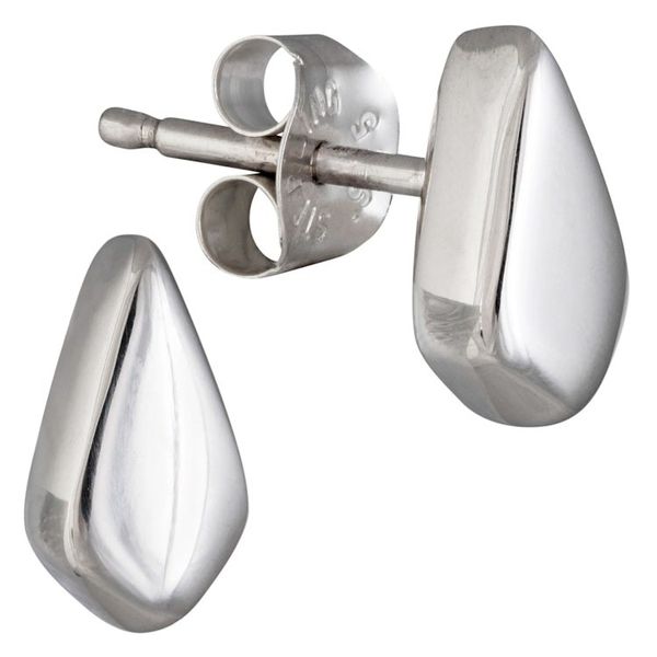 Alternate image for Sterling Silver Minimalist Teardrop Stud Earrings Dewfall