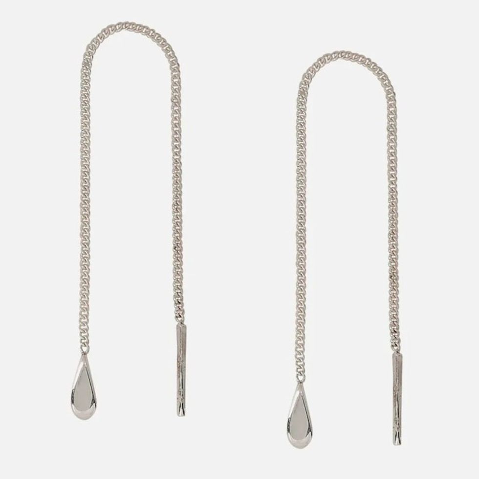 Sterling Silver Teardrop Threader Earrings from Mexico 'Timeless Elegance'
