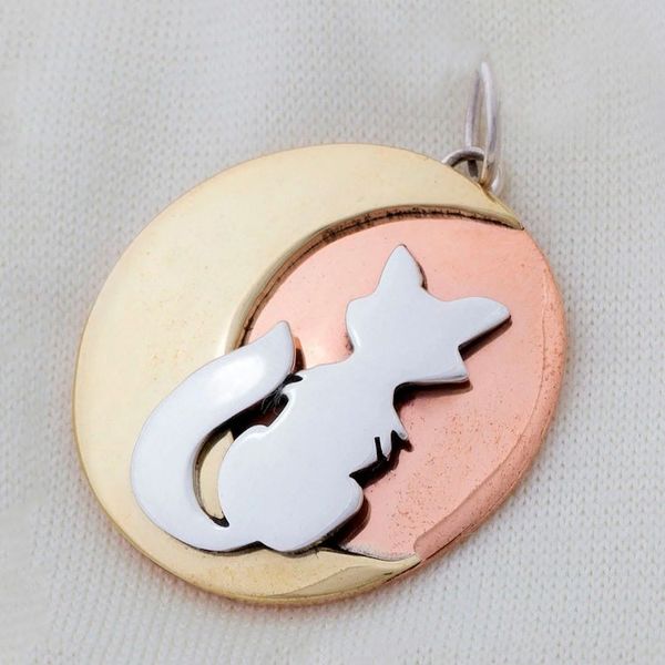Alternate image for Handmade Sterling Silver Fox Pendant from Mexico Fox at Midnight
