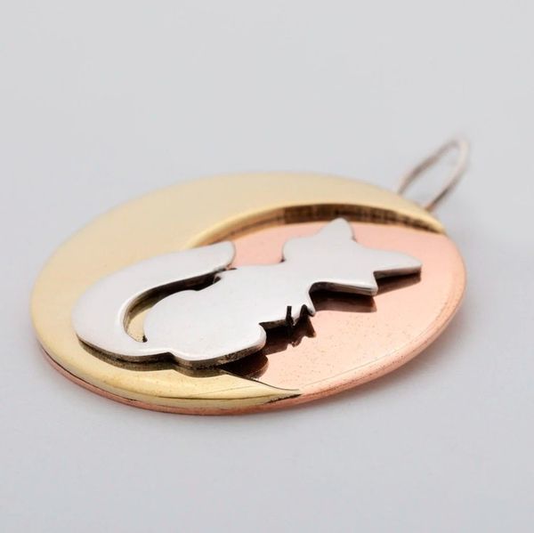 Alternate image for Handmade Sterling Silver Fox Pendant from Mexico Fox at Midnight