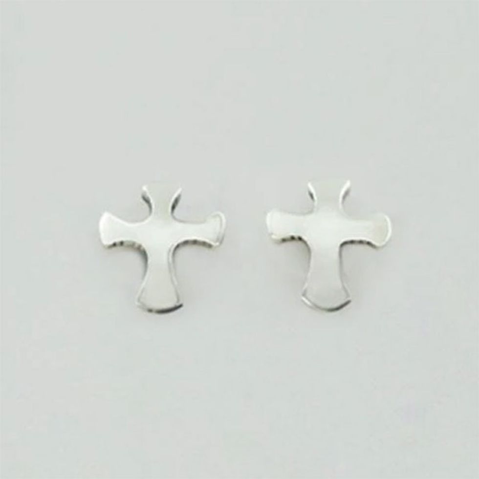 Sterling Silver Cross Stud Earrings from Mexico 'Faith'