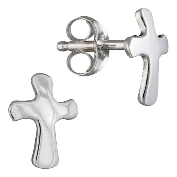 Alternate image for Sterling Silver Cross Stud Earrings from Mexico Faith