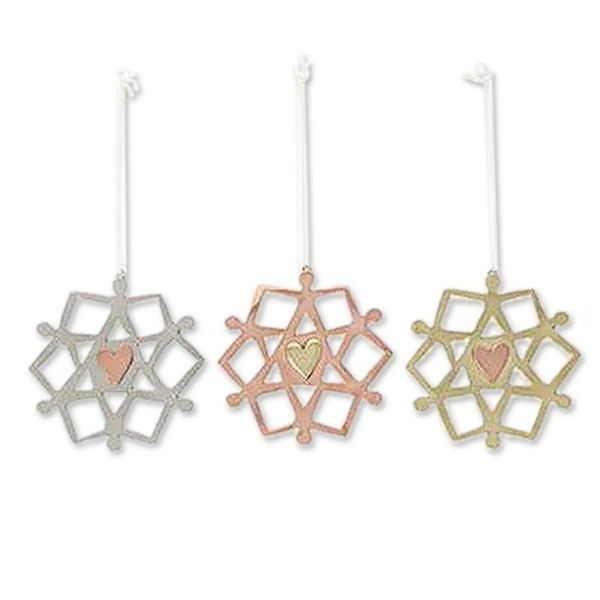 Image for Set of Three Polished Mixed Metal Snowflake Ornaments Harmony Snowflake