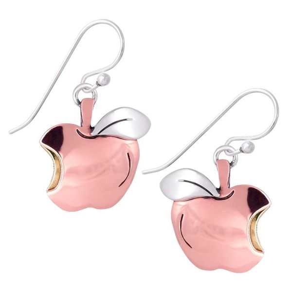 Alternate image for Sterling Silver and Copper Apple Dangle Earrings An Apple a Day