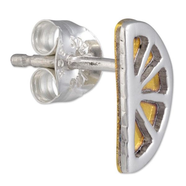 Alternate image for Whimsical Sterling Silver and Brass Lemon Stud Earrings Lemon Slice