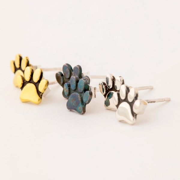 Alternate image for Set of 3 Paw Print Stud Earrings from Mexico All Over Paws