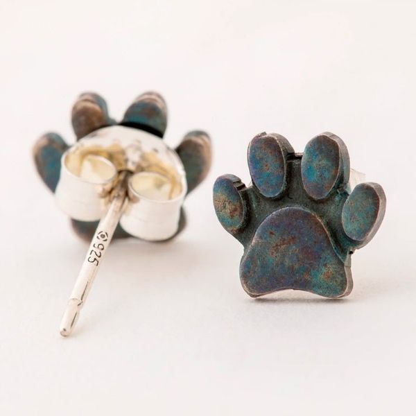 Alternate image for Set of 3 Paw Print Stud Earrings from Mexico All Over Paws
