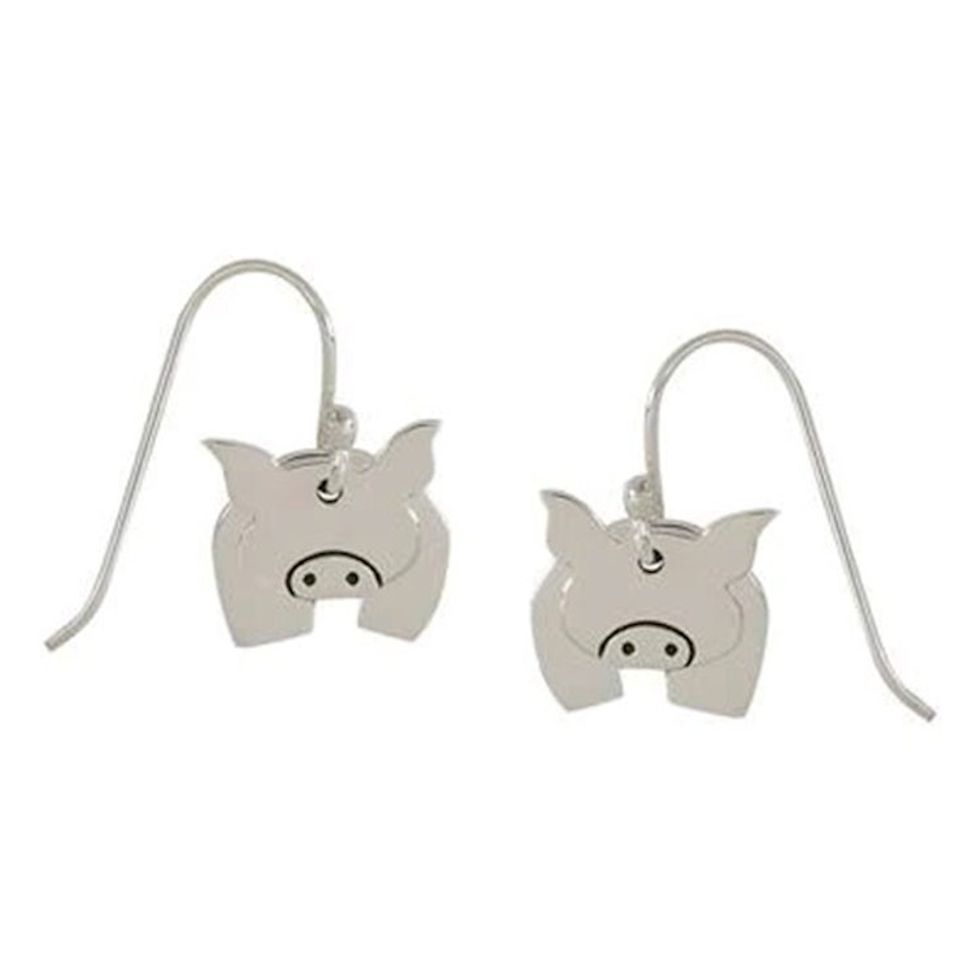 Sterling Silver Pig Dangle Earrings from Mexico 'Dancing Piggy'