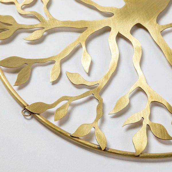 Alternate image for High-Polished Nature-Themed Round Brass Wall Art Noble Tree of Life