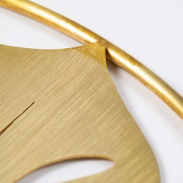 Alternate image for High-Polished Round Brass Monstera Leaf Wall Art Monstera