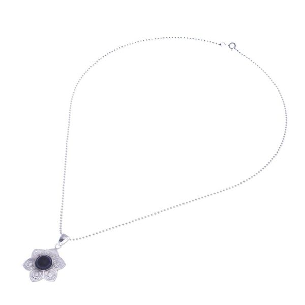 Alternate image for Lapis Lazuli and Sterling Silver Floral Necklace Chakra Regal Spirit