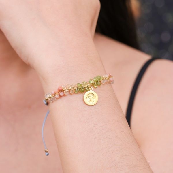 Alternate image for Gold-Accented Tree of Life Multi-Gemstone Macrame Bracelet Eternal Tree