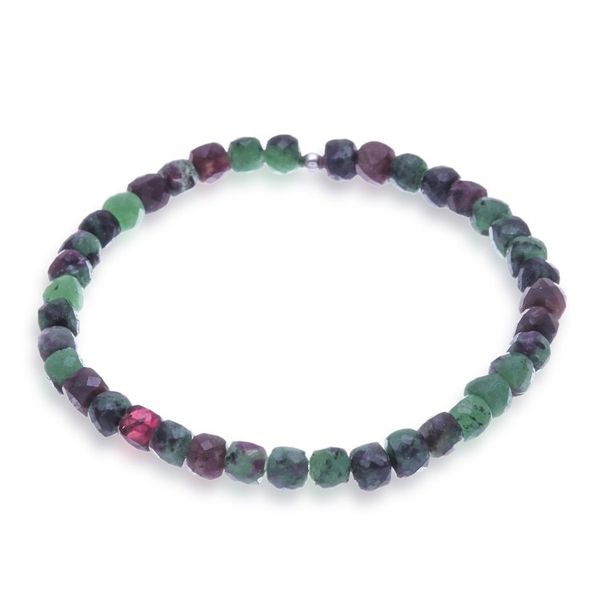 Alternate image for Thai 23-Carat Faceted Natural Ruby Zoisite Stretch Bracelet Grateful Colors of Chiang Mai
