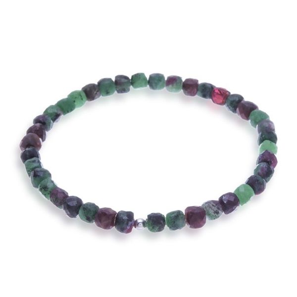 Alternate image for Thai 23-Carat Faceted Natural Ruby Zoisite Stretch Bracelet Grateful Colors of Chiang Mai