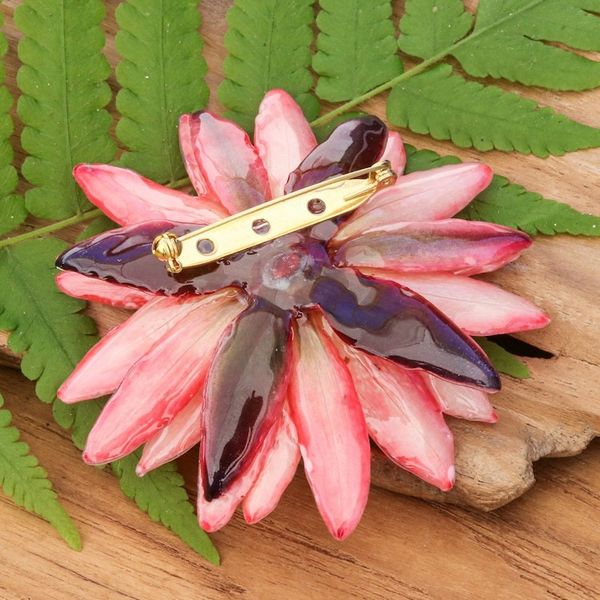 Alternate image for Thai Resin-Coated Natural Red Water Lily Flower Brooch Pin Chic Red Water Lily