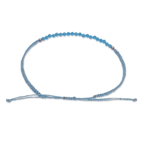 Alternate image for Reconstituted Turquoise Beaded Macrame Pendant Bracelet Sky Delicacy