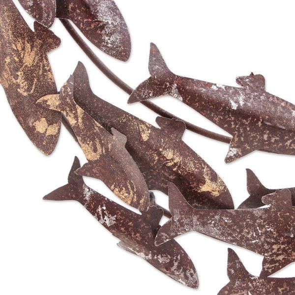 Alternate image for Whirlpool-Shaped Golden and Silver Koi Fish Steel Wall Art Hypnotic Lake