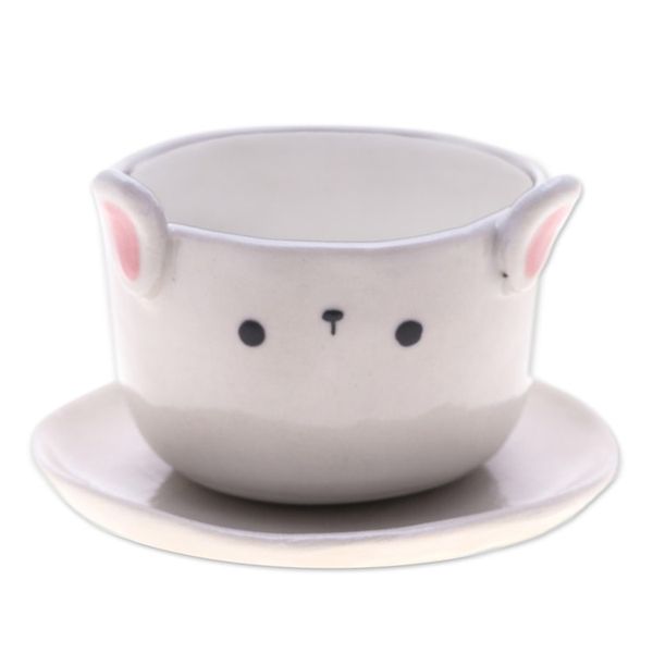 Alternate image for Handcrafted Bunny-Themed Ceramic Mini Flower Pot Small Bunny Spring