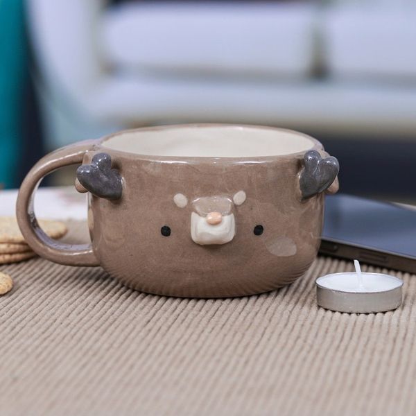 Alternate image for Thai Ceramic 6 oz Deer Cup with a Glossy Finish Deer Elixir