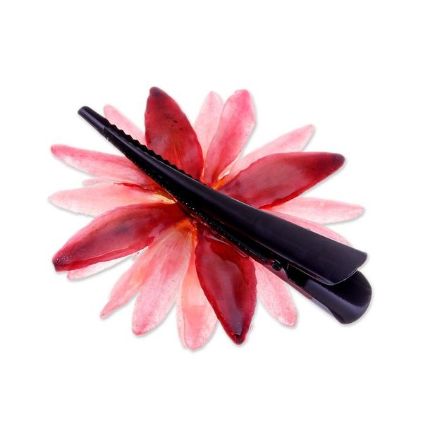 Alternate image for Floral Resin-Coated Red Water Lily Stainless Steel Hair Clip Chic Red Water Lily