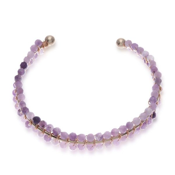 Alternate image for Lavender Amethyst Beaded Cuff Bracelet Handmade in Thailand Life of Enchantment