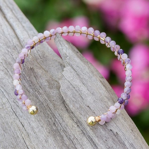 Alternate image for Lavender Amethyst Beaded Cuff Bracelet Handmade in Thailand Life of Enchantment