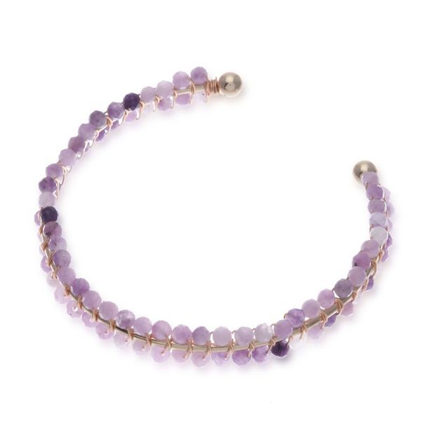 Alternate image for Lavender Amethyst Beaded Cuff Bracelet Handmade in Thailand Life of Enchantment