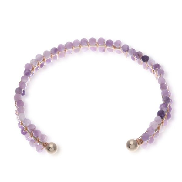 Alternate image for Lavender Amethyst Beaded Cuff Bracelet Handmade in Thailand Life of Enchantment