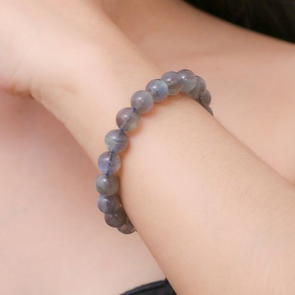 Alternate image for Handcrafted Thai Labradorite Beaded Stretch Bracelet Perfect Mist