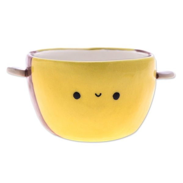 Alternate image for Handmade Bee-Shaped Ceramic Flower Pot and Saucer Medium Bee Epoch