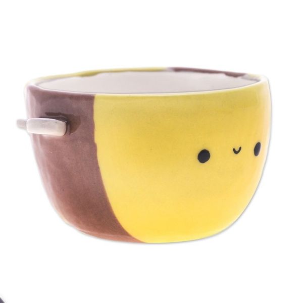 Alternate image for Handmade Bee-Shaped Ceramic Flower Pot and Saucer Medium Bee Epoch