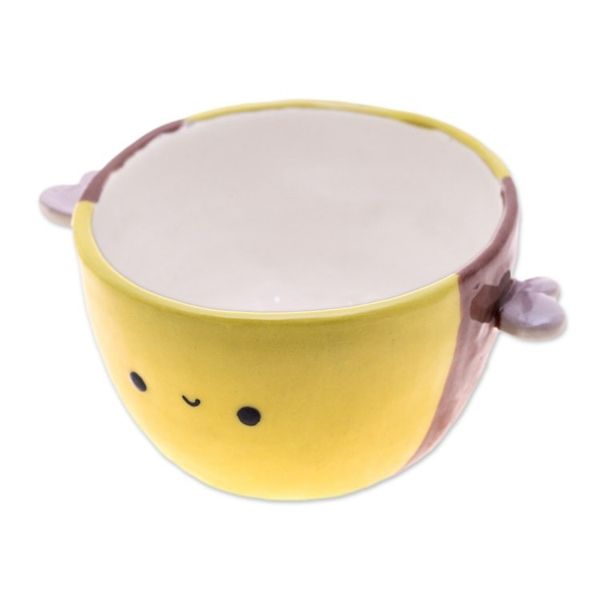 Alternate image for Handmade Bee-Shaped Ceramic Flower Pot and Saucer Medium Bee Epoch