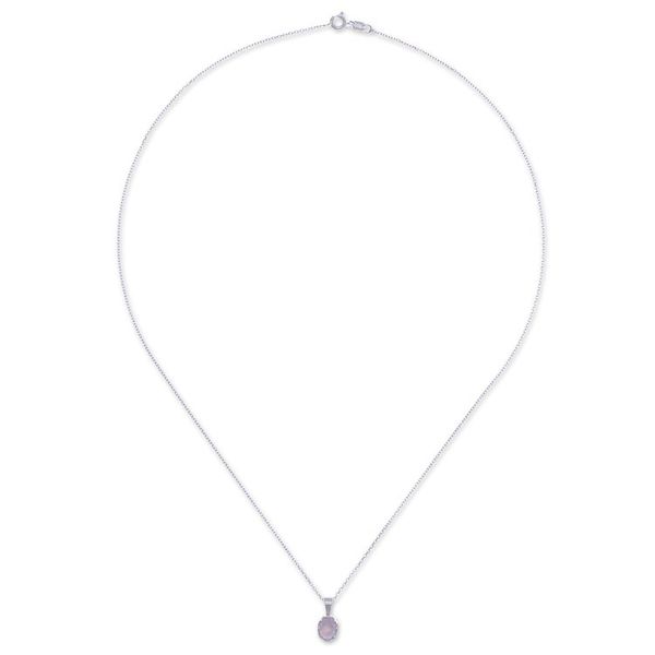 Alternate image for Polished Floral Rose Quartz Cabochon Pendant Necklace Compassionate Light