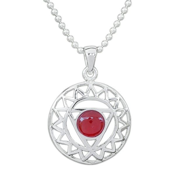 Alternate image for Star and Geometric-Themed Carnelian Pendant Necklace Triangle of Courage